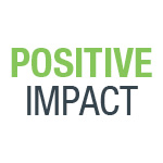 Texte disant 'Positive Impact' en vert et noir.