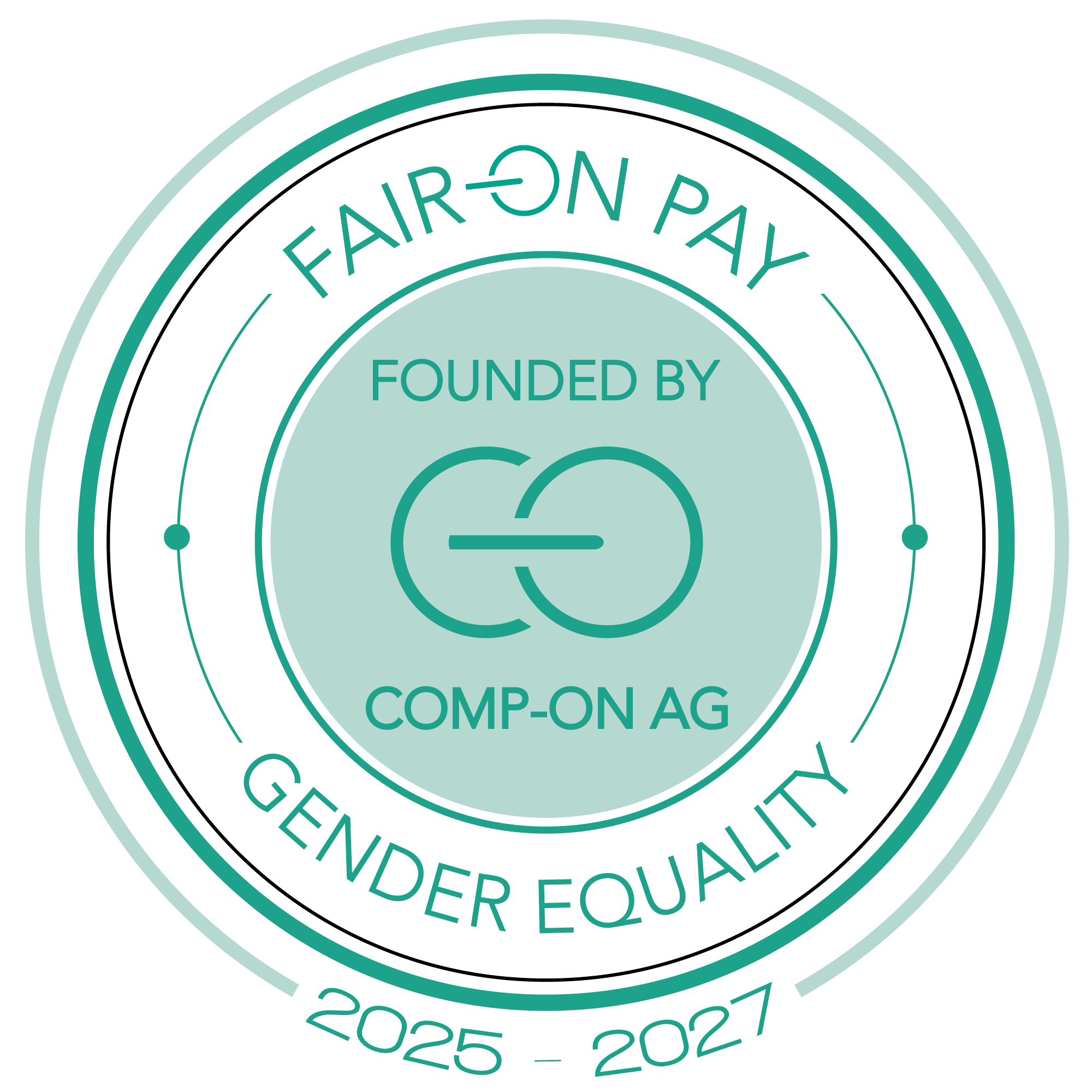 Logo vert et blanc « Fair on Pay » pour l'égalité salariale entre les sexes