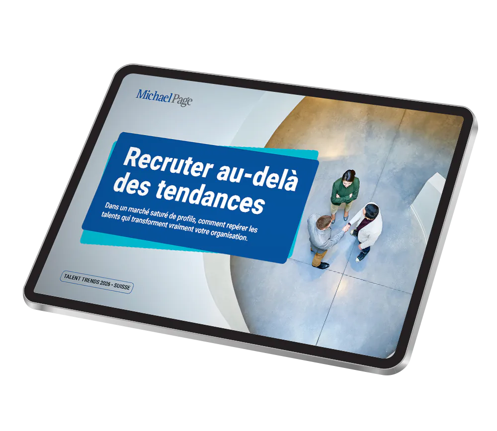Image supplémentaire sur les tendances en matière de talents pour 2026, représentant une tablette avec la couverture de l'édition de cette année