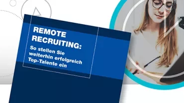 Remote recruiting guide cover with person at laptop.
