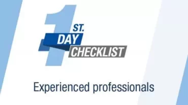 Grafiek met tekst: 1e dag checklist, ervaren professionals.
