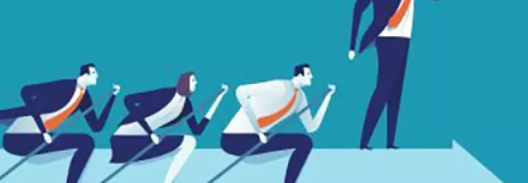Illustration d'une personne en tête regardant à travers un télescope.