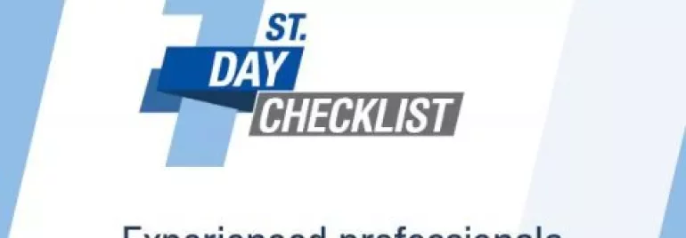 Grafiek met tekst: 1e dag checklist, ervaren professionals.