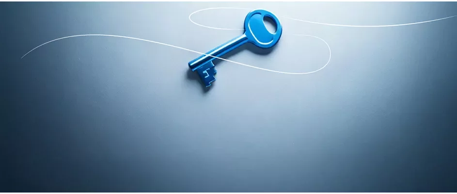 A key on a white and blue gradient background
